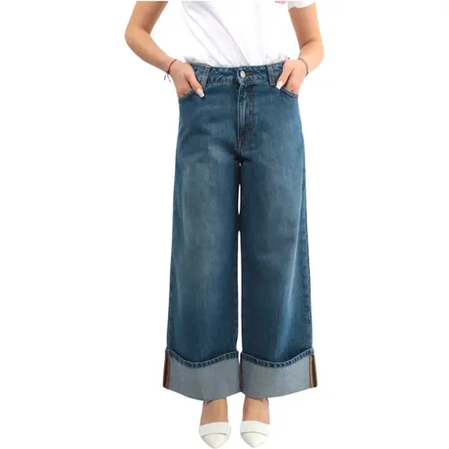 Denim Jeans mit Logo-Knopfverschluss , Damen, Größe: W29 - Jijil - Modalova