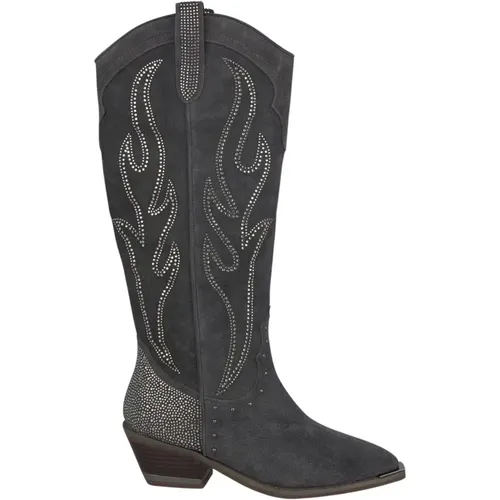 Verzierte Leder Cowboy Stiefel , Damen, Größe: 39 EU - Alma en Pena - Modalova