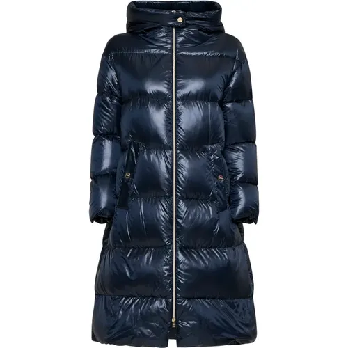 Navy Quilted Parka Coat , female, Sizes: L, XL, 2XS, XS, M, S - Herno - Modalova