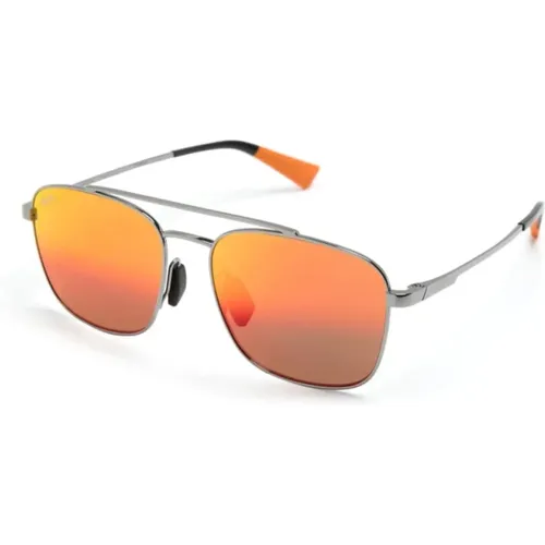 Piwai AF Rm645-17 Shiny Light Ruthenium Sunglasses , unisex, Sizes: 58 MM - Maui Jim - Modalova