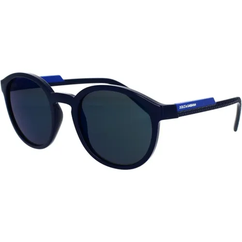 Blaue Phantos Sonnenbrille mit dunkelgrauen antireflektierenden Gläsern - Dolce & Gabbana - Modalova