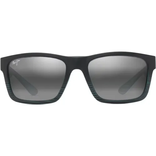 Schwarze Sonnenbrille mit Teal Streifen , unisex, Größe: 57 MM - Maui Jim - Modalova