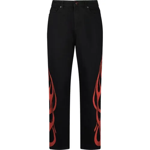 Schwarze/Rote Jeans mit Tribal Print , Herren, Größe: W28 - VISION OF SUPER - Modalova