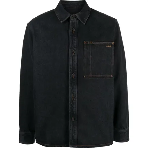 Cotton Denim Jacket with Chest Pocket , male, Sizes: L - A.p.c. - Modalova