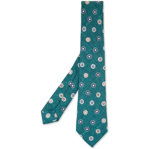 Grüne Seidenblumenmuster Krawatte , Herren, Größe: ONE Size - Kiton - Modalova