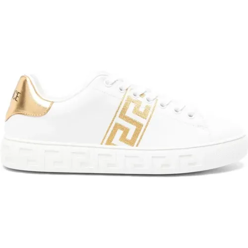 Weiße Sneakers mit Signaturdetails , Damen, Größe: 38 EU - Versace - Modalova