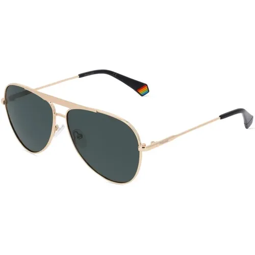 Goldene Metallsonnenbrille mit UV-Schutz - Polaroid - Modalova