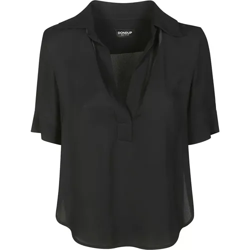 Viscose Polo Shirt , female, Sizes: XS - Dondup - Modalova