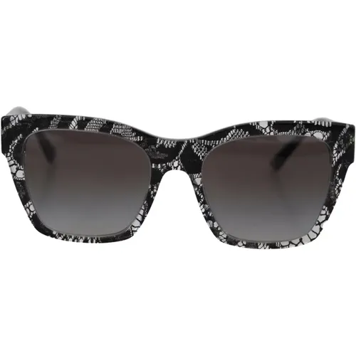 Schwarze Lace Square Sonnenbrille , Damen, Größe: ONE Size - Dolce & Gabbana - Modalova