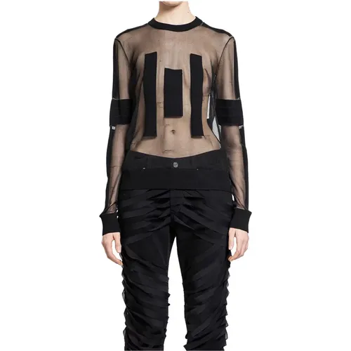 Sheer Webbing Patch Top , female, Sizes: L, M, S - Helmut Lang - Modalova