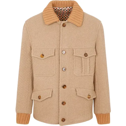Brown Wool Blend Jacket Aw23 , male, Sizes: XL - ETRO - Modalova