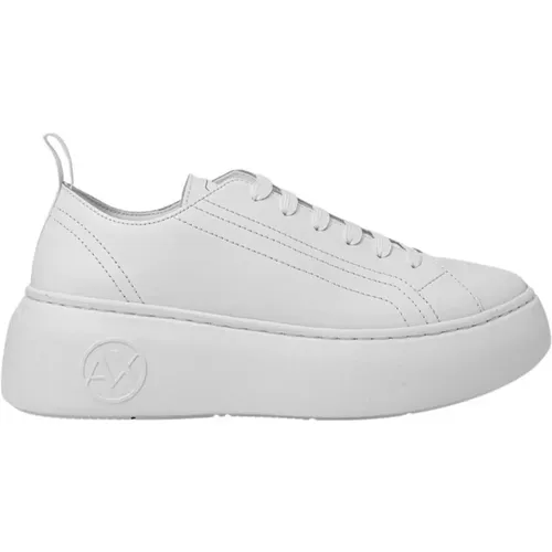 Weiße Leder Slip-On Sneakers , Damen, Größe: 37 EU - Armani Exchange - Modalova