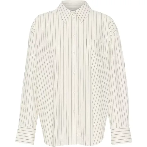 Klassische Oversize Hemd Weiß Streifen , Damen, Größe: M - Gestuz - Modalova
