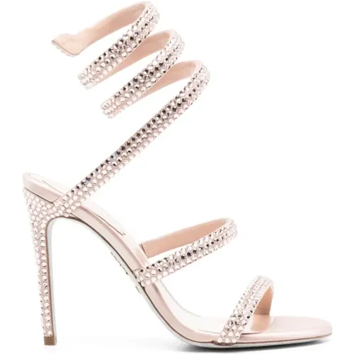 Nude Satin Strass Spiral Sandals , female, Sizes: 5 UK, 5 1/2 UK, 4 1/2 UK, 4 UK, 3 UK - René Caovilla - Modalova