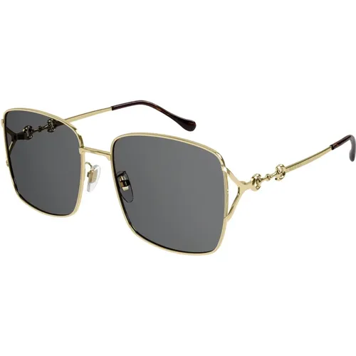Gold/Grey Sunglasses , female, Sizes: 58 MM - Gucci - Modalova