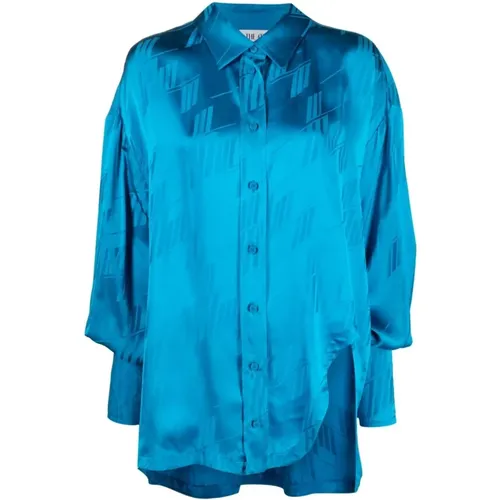 Blaues Logo Jacquard Asymmetrisches Hemd , Damen, Größe: 2XS - The Attico - Modalova