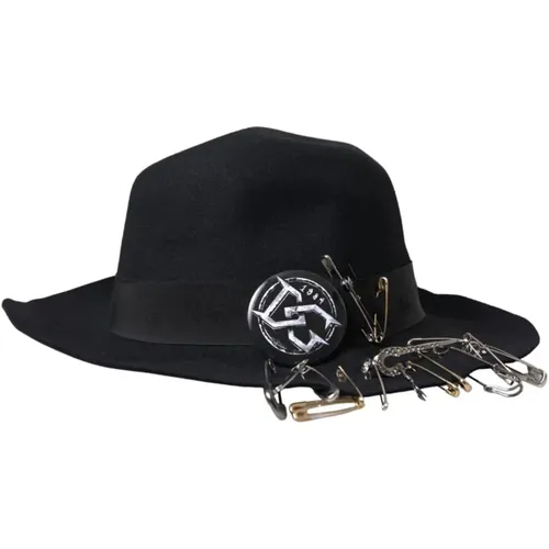 Schwarzer Fedora Hut Breiter Rand Wolle - Dolce & Gabbana - Modalova