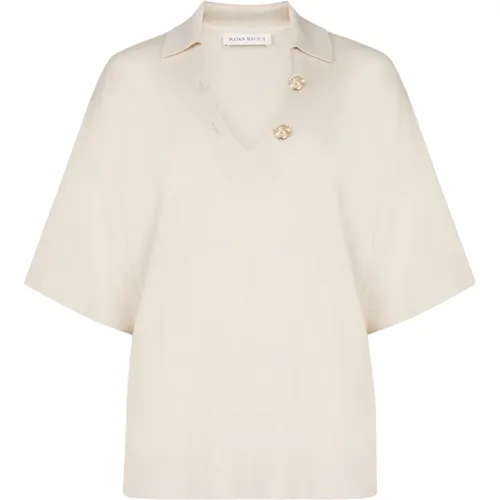 Natürliches V-Ausschnitt Shirt , Damen, Größe: XL - Nina Ricci - Modalova