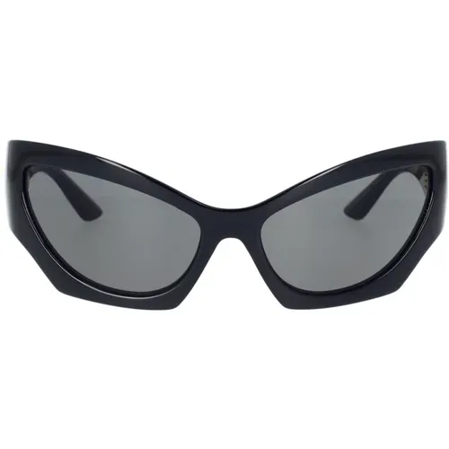 Cat-Eye Sunglasses with Dark Grey Lens and Frame , female, Sizes: 60 MM - Versace - Modalova