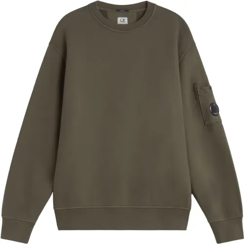 Grüner Taschen-Sweatshirt mit Linse , Herren, Größe: L - C.P. Company - Modalova