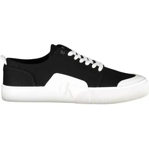 Schwarzer Baumwoll-Sneaker mit Kontrastdetails , Herren, Größe: 41 EU - Calvin Klein - Modalova