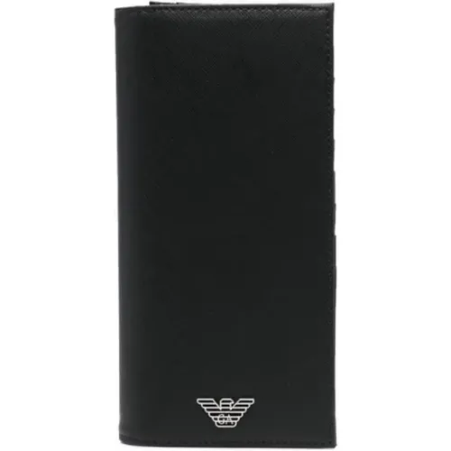 Leather Bi-Fold Cardholder , male, Sizes: ONE SIZE - Emporio Armani - Modalova
