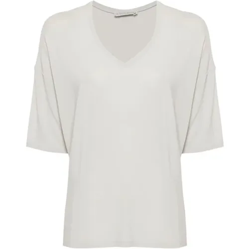 Graues V-Ausschnitt Drop-Shoulder T-Shirt - Le Tricot Perugia - Modalova