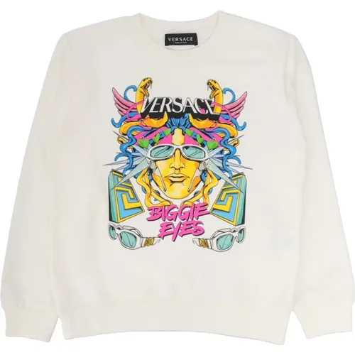 Kinder Weißer Sweatshirt Regular Fit - Versace - Modalova