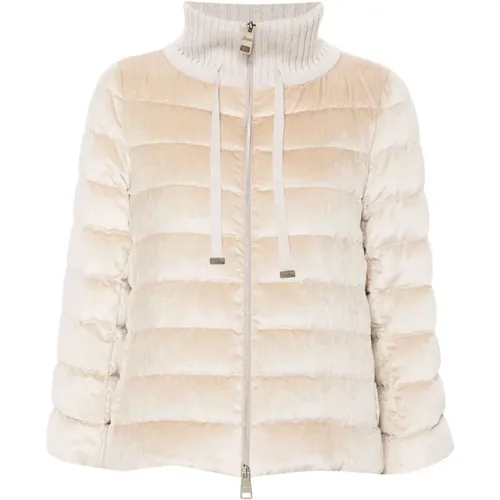 Panelled Velvet Wool Coat , female, Sizes: 2XS, S, M, L, XS - Herno - Modalova