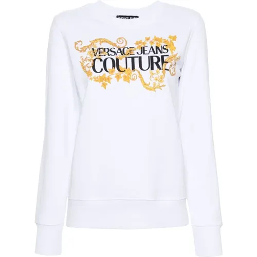 Cotton Sweatshirt with Front Logo Print , female, Sizes: 2XS, S, XS, M - Versace Jeans Couture - Modalova