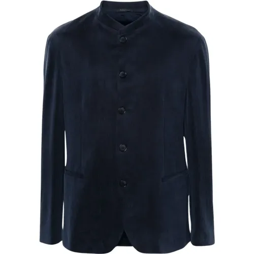 Navy Slim Fit Jacket , male, Sizes: L, XL - Giorgio Armani - Modalova