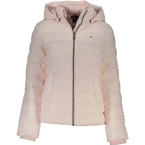 Rosa Kapuzenjacke mit Logo-Detail , Damen, Größe: S - Tommy Hilfiger - Modalova