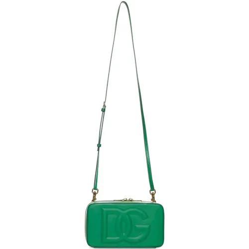 Leather Shoulder Bag with Logo , female, Sizes: ONE SIZE - Dolce & Gabbana - Modalova