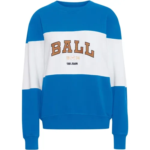 Blauer Sweatshirt mit Coolem Print , Damen, Größe: 2XL - Ball - Modalova