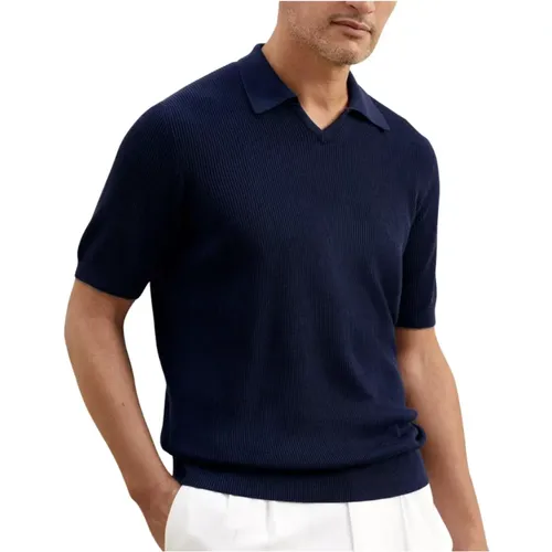 Navy Cotton Polo Sweater , male, Sizes: M - BRUNELLO CUCINELLI - Modalova