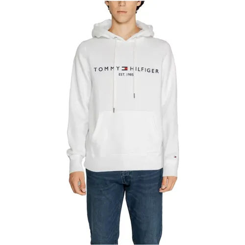 Weiß Bedruckter Kapuzenpullover Herren Herbst/Winter , Herren, Größe: L - Tommy Jeans - Modalova