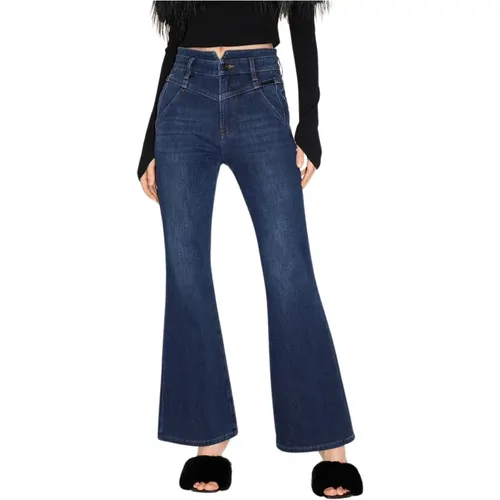 High-waisted Flared Cashmere Denim Jeans , female, Sizes: W27, W25, W26 - Miss Sixty - Modalova