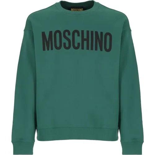 Grüner Baumwoll-Sweatshirt mit Druck , Herren, Größe: L - Moschino - Modalova