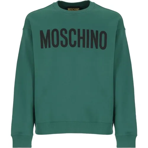 Grüner Baumwoll-Sweatshirt mit Druck , Herren, Größe: XL - Moschino - Modalova
