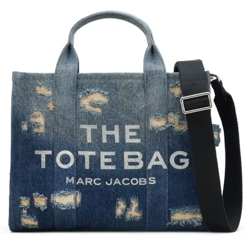 Denimblaue Tote-Tasche mit Distressed-Details , Damen, Größe: ONE Size - Marc Jacobs - Modalova