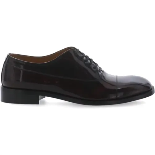 Brown Polished Leather Flat Shoes , male, Sizes: 6 UK - Maison Margiela - Modalova