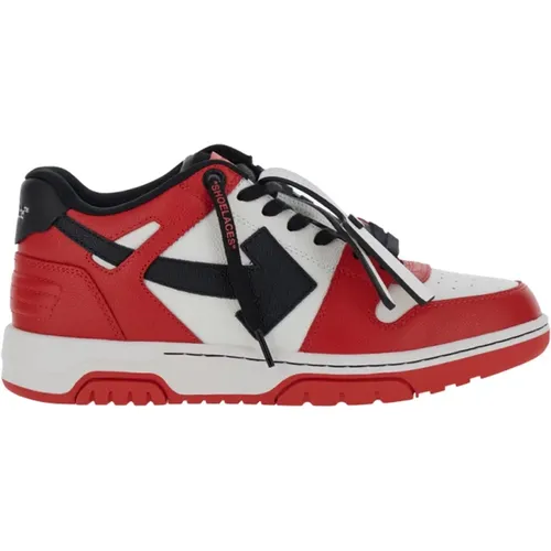 Rote Leder Sneakers Out of Office , Herren, Größe: 44 EU - Off White - Modalova