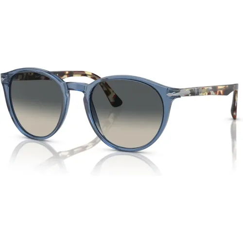 Blaue Navy Sonnenbrille mit grauem Schatten , Herren, Größe: 52 MM - Persol - Modalova