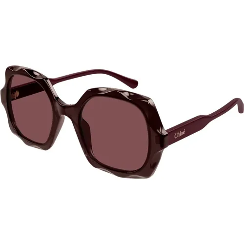 Burgund Violette Oversize Quadratische Sonnenbrille - Chloé - Modalova