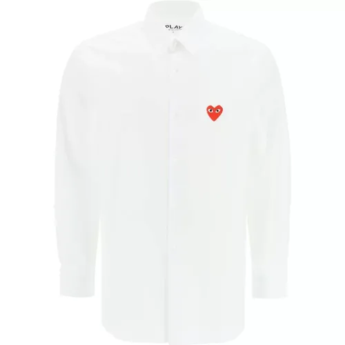 Herz-Patch Unisex Hemd , Herren, Größe: M - Comme des Garçons Play - Modalova