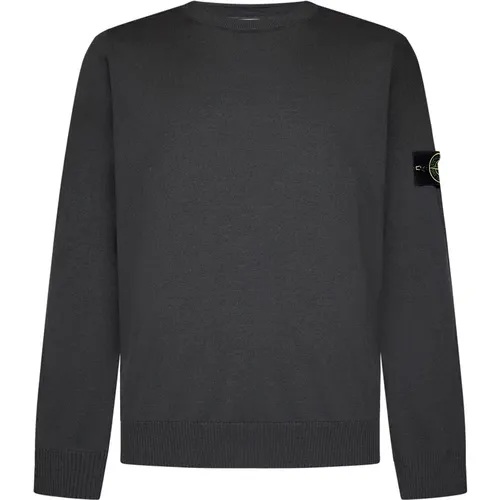 Grey Ribbed Crewneck Wool Sweater , male, Sizes: L, XL, S, M - Stone Island - Modalova