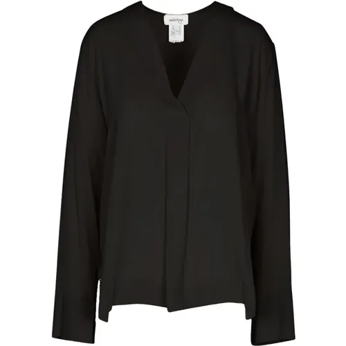 V-neck Crepe Blouse with Slit Sleeves , female, Sizes: XS, M, L, 2XS - Ottod'Ame - Modalova