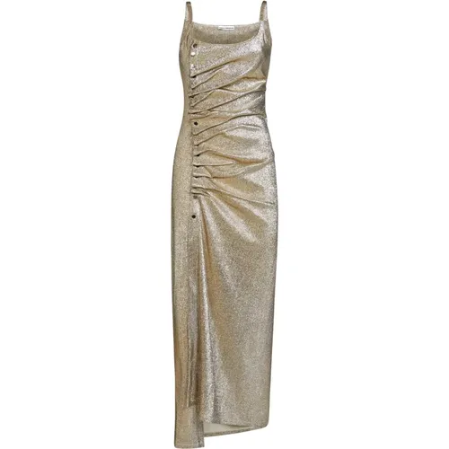 Golden Draped Sleeveless Dress , female, Sizes: 2XS - Paco Rabanne - Modalova