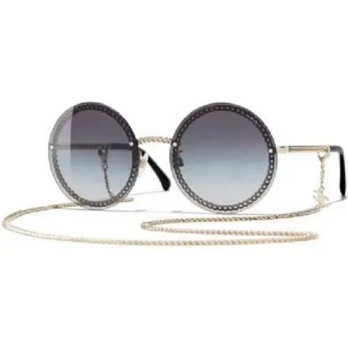 Round Metal Sunglasses in Black , unisex, Sizes: 58 MM - Chanel - Modalova