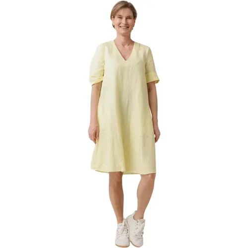 Zitronen Leinen Midi Kleid , Damen, Größe: L - RIANI - Modalova